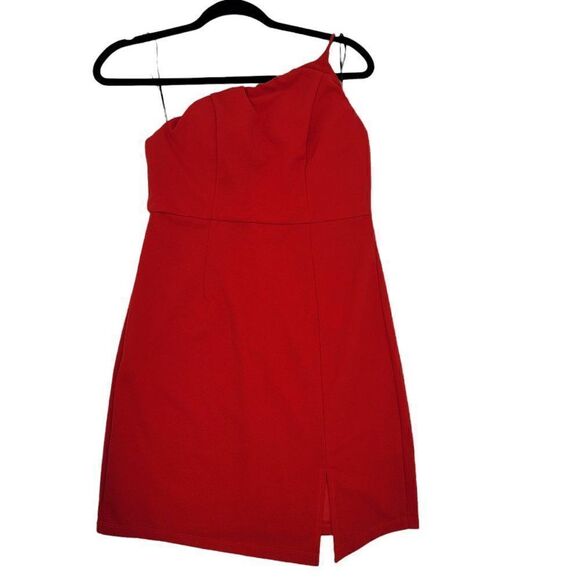 Princess Polly Dress PRIYA Mini Sexy Strappy One Shoulder Font Slit Red Sz 8 - Picture 2 of 12